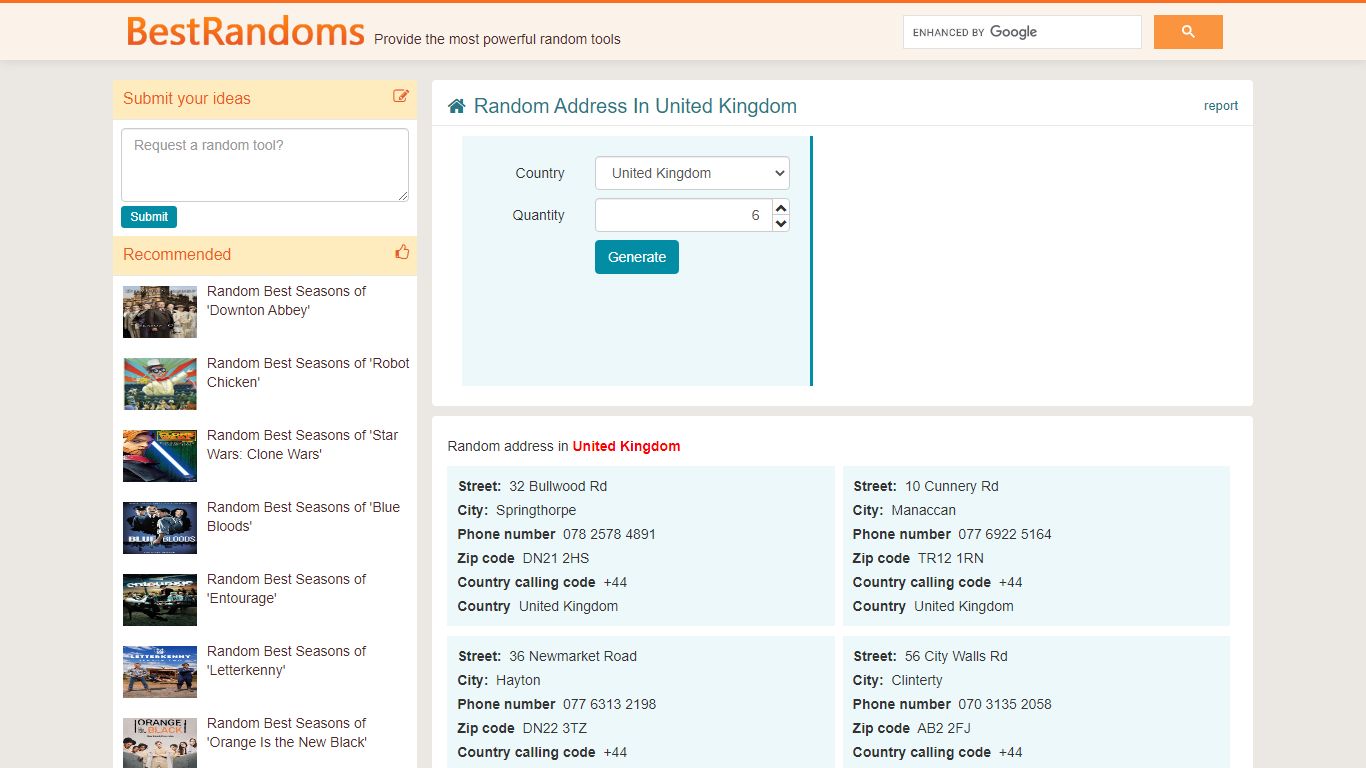 Random Address In United Kingdom | Best Random Tools